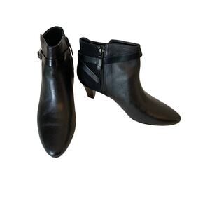 Cole Haan Sylvan leather & suede heeled booties black